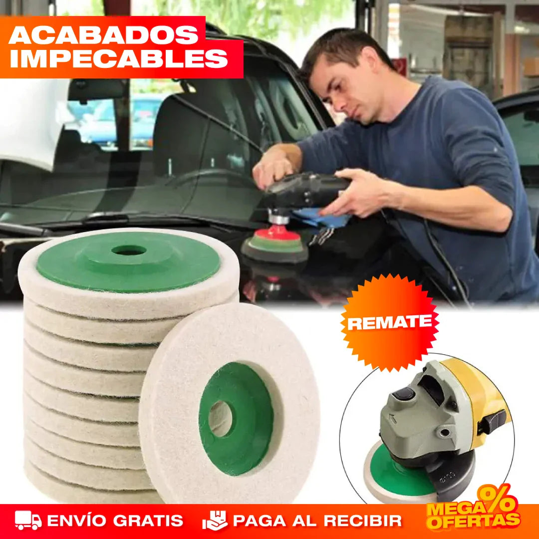 SET DE 10 DISCOS PULIDORES DE LANA+ENVIO GRATIS